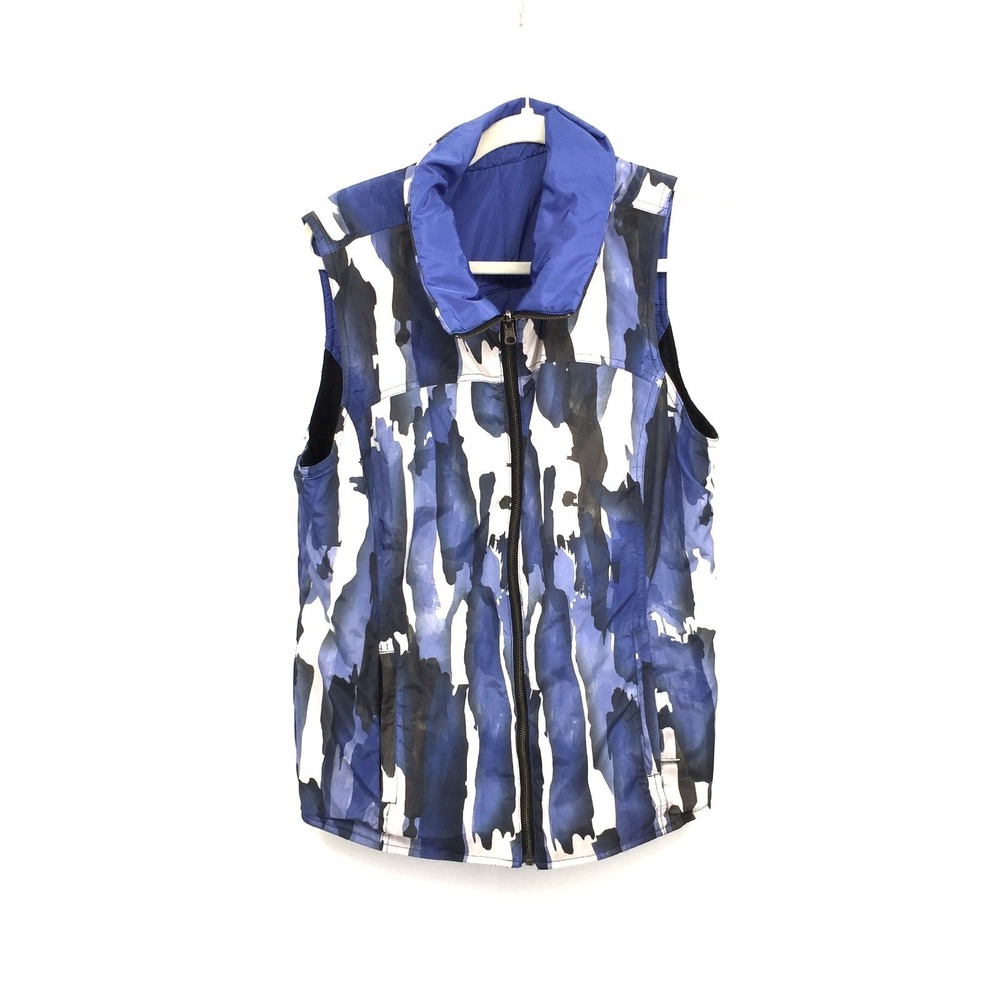 Spanner reversible abstract print travel vest‎ blue purple full zip front L